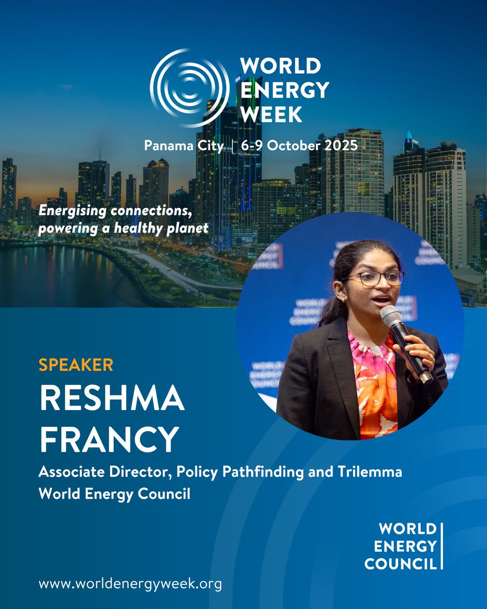 Reshma Francy será oradora en la Semana Mundial de la Energía 2025.

Súmate al análisis de políticas energéticas enfocadas en sostenibilidad y equidad.

🔗 Registro: worldenergyweek.org

#WEW25 #worldenergyweek #energy #energytransition #energyleadership
