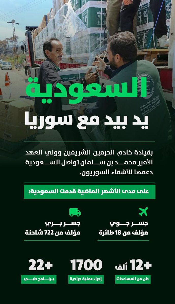AbdullahK5's tweet image. إي والله سوريا أرض الشام غالية علينا وأهلها في القلب لأنهم مننا وفينا
دائما كسعوديين سنكون سند لكم بإذن الله قيادة وشعبًا 🇸🇾 🇸🇦
#السعودية_تساند_سوريا