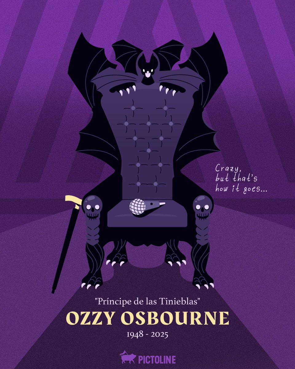 pictoline's tweet image. El eco de los gritos de Ozzy Osbourne que guiaban los legendarios riffs de Black Sabbath vivirán en cada fan del heavy metal 🎤🎸🔥🦇

#Breaking #OzzyOsbourne #PrinceOfDarkness #Música #Tinieblas #Entretenimiento #HeavyMetal #BlackSabbath #Pictoline