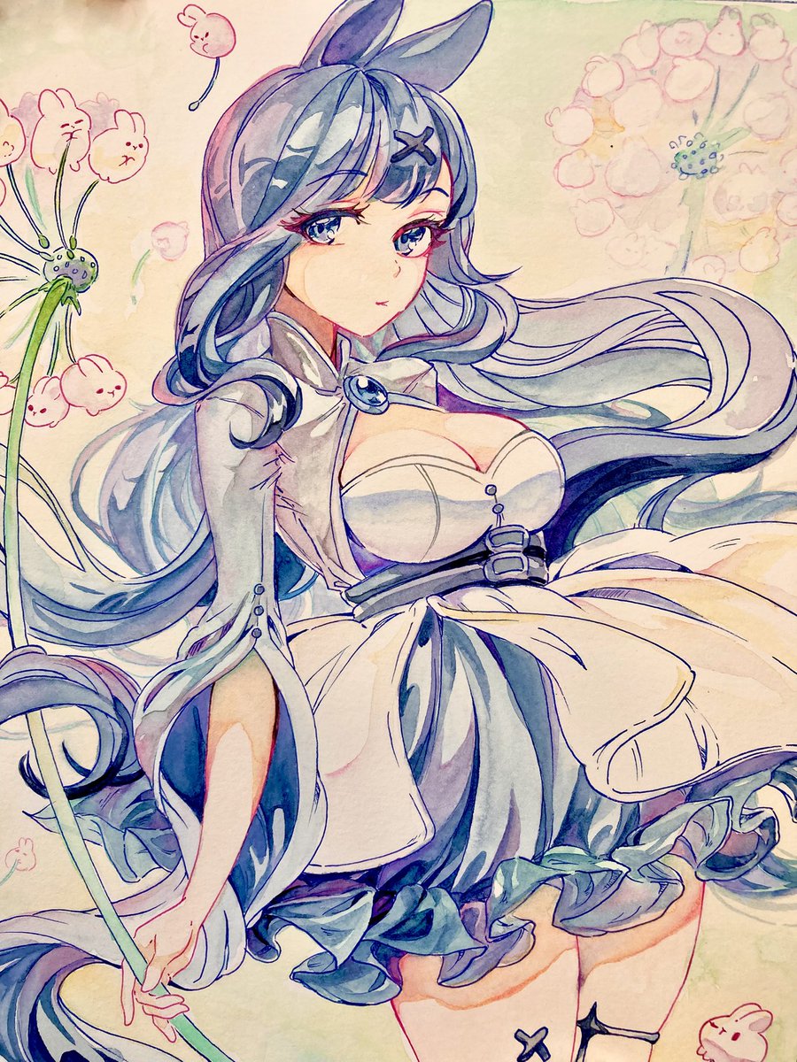 oakteaparty's tweet image. Almost done with this cute bunny girl painting! 💙
Live now, drawing and painting today! 💓💞💓
🎉 twitch.tv/OakteaParty 💫