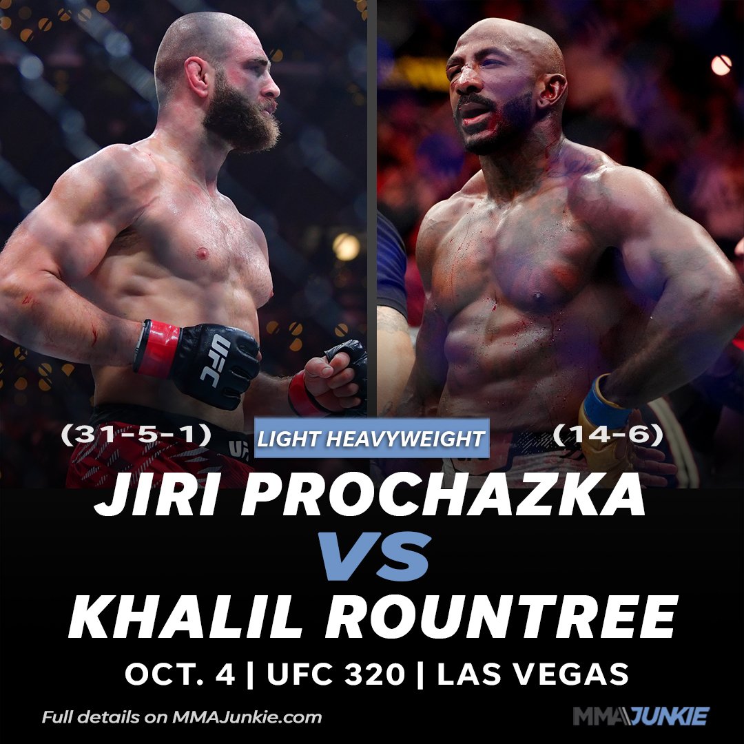 MMAJunkie's tweet image. Violence cometh 🥷🪖
Jiri Prochzaka vs. Khalil Rountree will be amongst the #UFC320 mayhem 👊