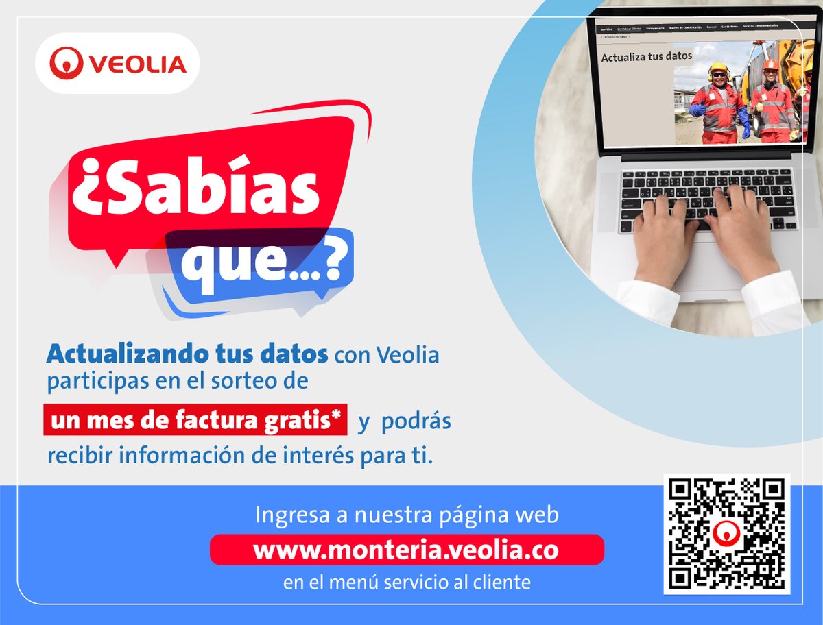 ¿Sabías que actualizando tus datos puedes participar en el sorteo de un mes de factura gratis? ¡Hazlo ingresando a nuestra página web o escaneando el código QR!