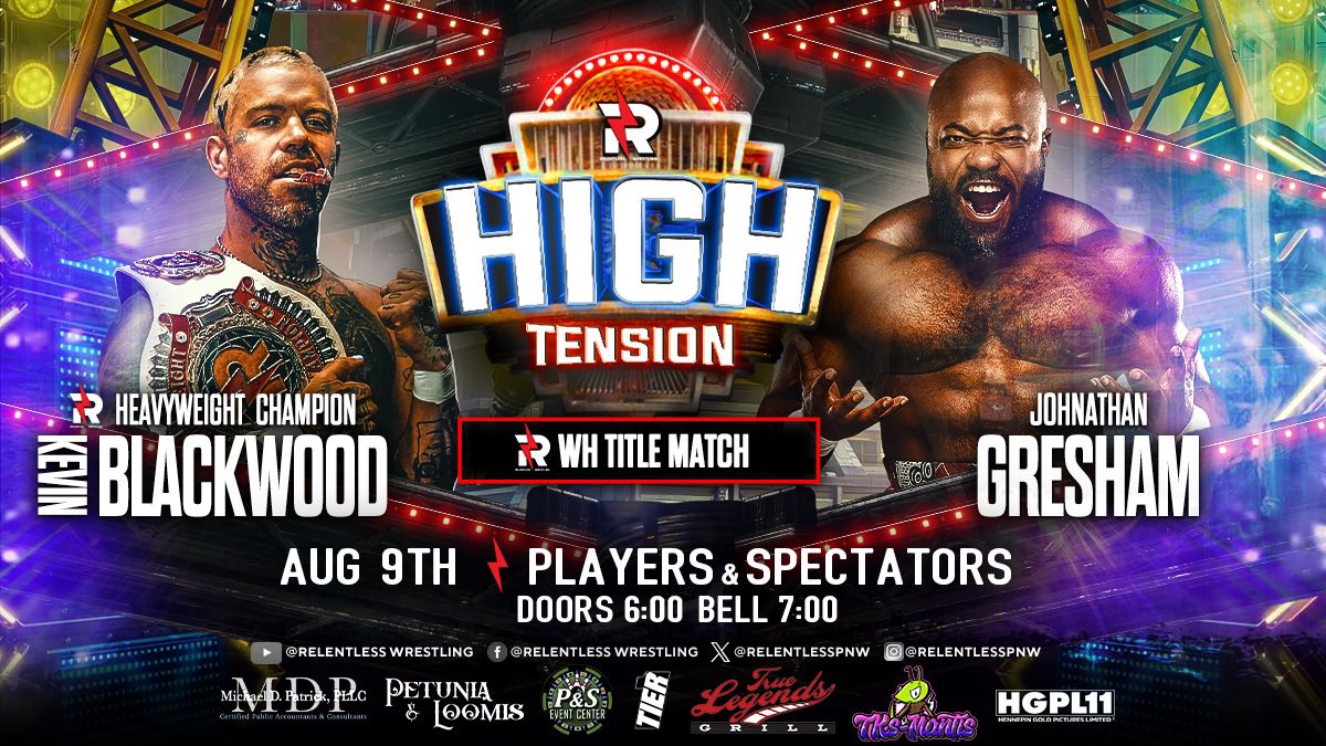 RelentlessPNW's tweet image. The Heavyweight title is on the line as Johnathan Gresham takes on Kevin Blackwood!
Both men have a decorated career in professional wrestling and have built respected names for themselves across the globe.
August 9th they will put it all on the line, but only one will leave as…