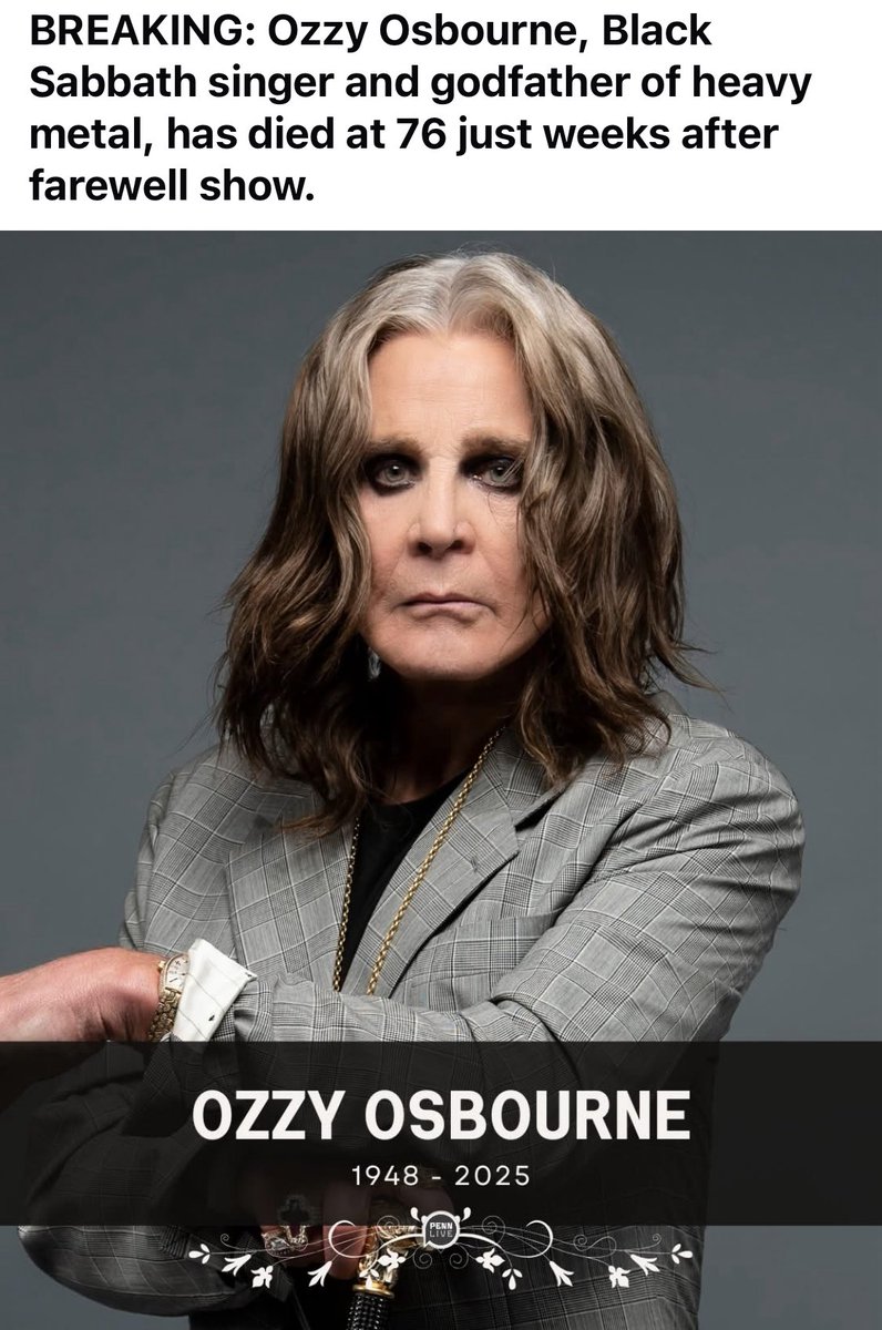 RositaDaz48's tweet image. R.I.P. 🙏🏽 Ozzy.
It truly was his farewell show..
pennlive.com/entertainment/…