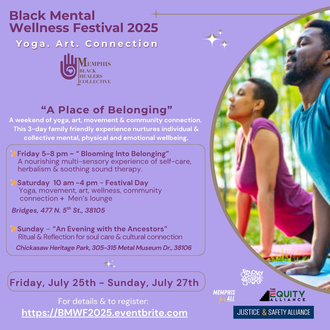 With everything going on in the world, protecting our mental health is more important than ever. 

Join us this weekend for the Black Mental Wellness Festival for three days of healing, joy and connection: bmwf2025.eventbrite.com