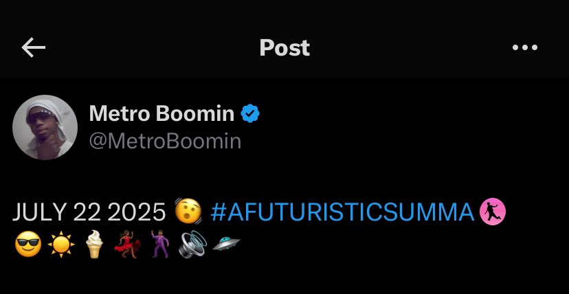 Moses_KnowsBall's tweet image. 🚨MAKE SURE YALL USE THESE HASHTAGS FOR A SPECIAL EMOJI🚨
#Metroboomin
#AFuturisticSumma
#Boominati