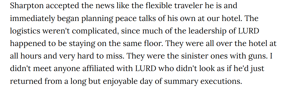 alkanomega's tweet image. Before his recent wonkiness, @TuckerCarlson was a great journalist and a very funny one. Bring that Tucker back.
Here is his trip to Ghana with the gruesome #AlSharpton, more than 20 years ago. A conservative Hunter S Thompson!
esquire.com/news-politics/…
