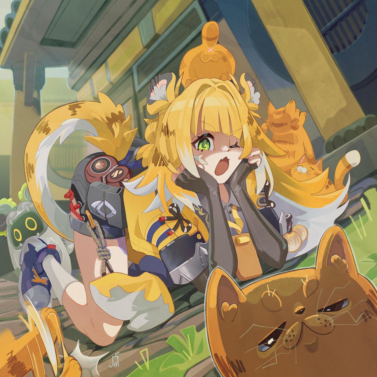 "I mean, orange cats look lazy and they aren't the best fighters... Not saying they're bad or anything, they're just not really my style..."

And orange cat is just that, no matter how big it is. Waiting for her to talk to Ginger #Jufufu #zzzfanart #hoyocreators