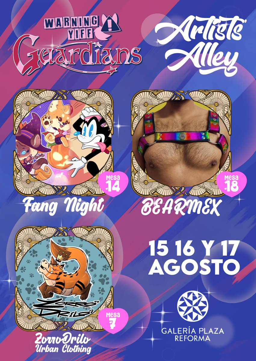 ✨¡Seguimos soltando talento del bueno en el Artist Alley de Warning Yiff!✨🎨
Prepárense para conocer a tres artistas que vienen con todo:

🦊 <a href="/ZorroDrilo_UC/">ZorroDrilo Urban Clothing</a> 
🌙 Fang Night <a href="/Keronichi0/">🍑🌸 Keronichi🌸🍑🔜 Yume 2026</a> 
🐻<a href="/Bearmex/">Bearmex</a> 

Adquiere tus accesos en ‼️👇🏼👇🏼
pridemxtickets.com/.../warning-yi…...
Raaarw‼️🐾🌟