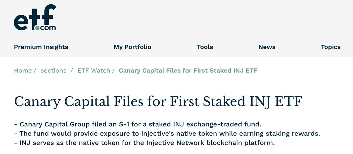 🔥NEW: $INJ is now featured on ETF.com, the world’s largest platform for ETF news and insights!
