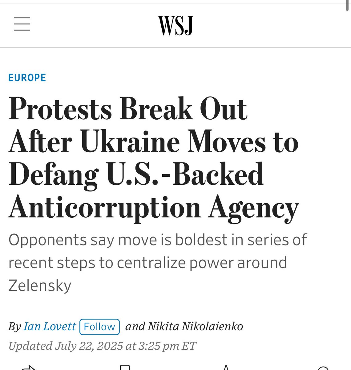 StephenPunwasi's tweet image. After holding off Russia for over 3 years, Ukrainians face a sneak attack—its Parliament wants centralized power & immunity from public scrutiny.
Just a friendly reminder that basically every high level politician is now a supervillain with no low.
wsj.com/world/europe/u…
