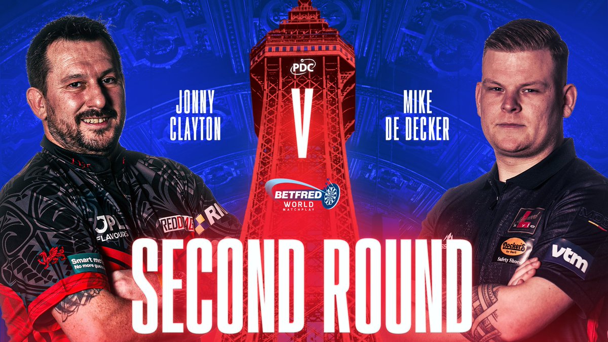 OfficialPDC's tweet image. 🏴 Clayton 🆚 De Decker 🇧🇪
The final game of an epic Tuesday in Blackpool sees Jonny Clayton take on the reigning World Grand Prix Champion, Mike De Decker!
📺 bit.ly/25WMPLive
#MatchplayDarts | R2