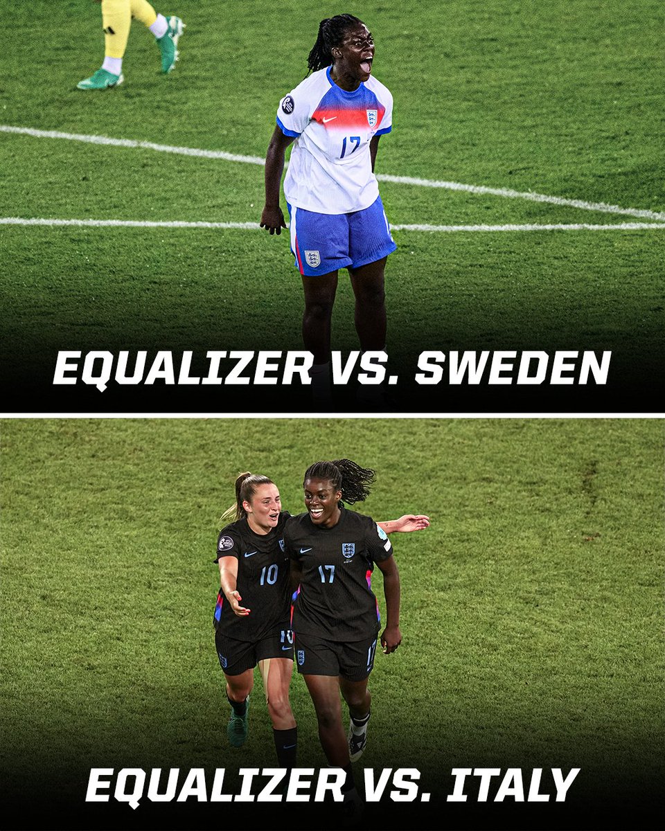 ESPNFC's tweet image. 81' vs. Sweden 🇸🇪
90'+6' vs. Italy 🇮🇹
Michelle Agyemang has come off the bench in both the Euros quarterfinal and semifinal to keep England alive 🤯🏴