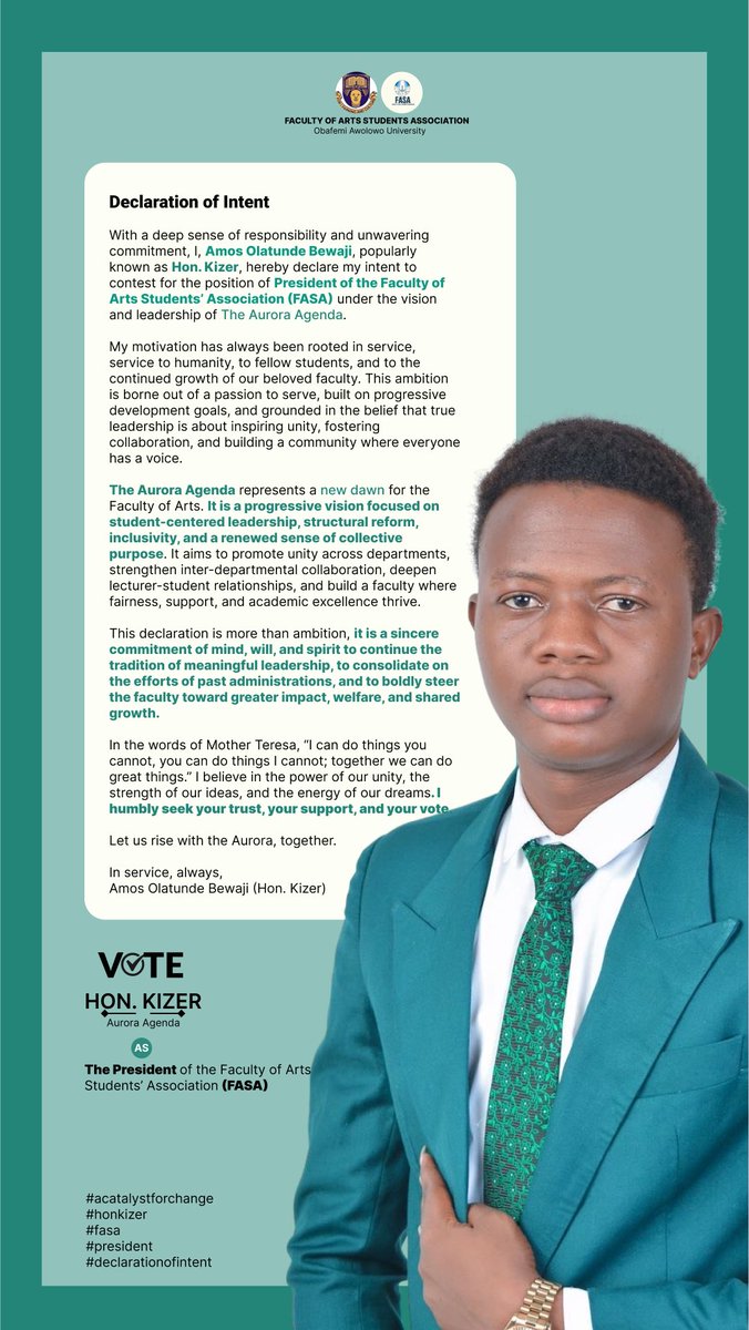 amos_bewaji's tweet image. 🔥The Aurora Agenda is finally active!🔥

It’s time to illuminate FASA with purpose, and passion. 

Let’s go! 💫
#AuroraAgenda 
#FASARising 
#Leadership