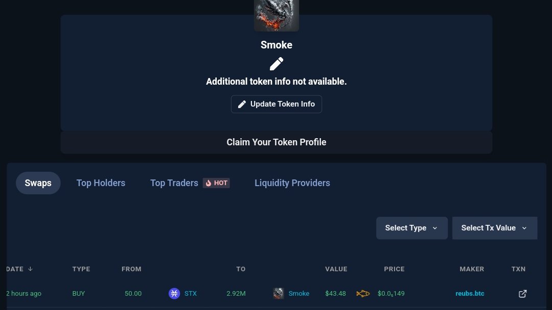 SmokeStx's tweet image. The legend @reubs_btc just stacked up some $SMOKE
Thanks for the love sir