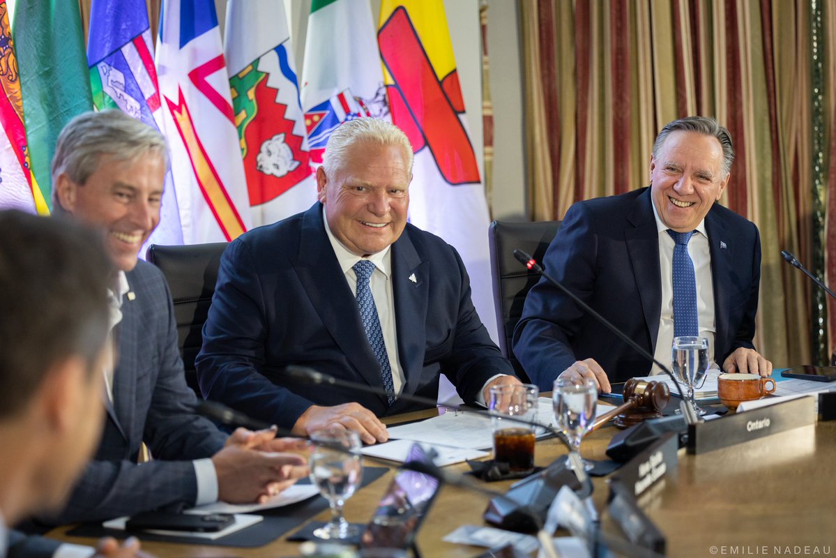 francoislegault's tweet image. Journée productive au Conseil de la fédération :
☑️ Rencontre avec le premier ministre de Terre-Neuve, John Hogan, pour poursuivre nos discussions sur l’entente de Churchill Falls et sur le potentiel exceptionnel de la Fosse du Labrador en minéraux critiques.
☑️ Rencontre…