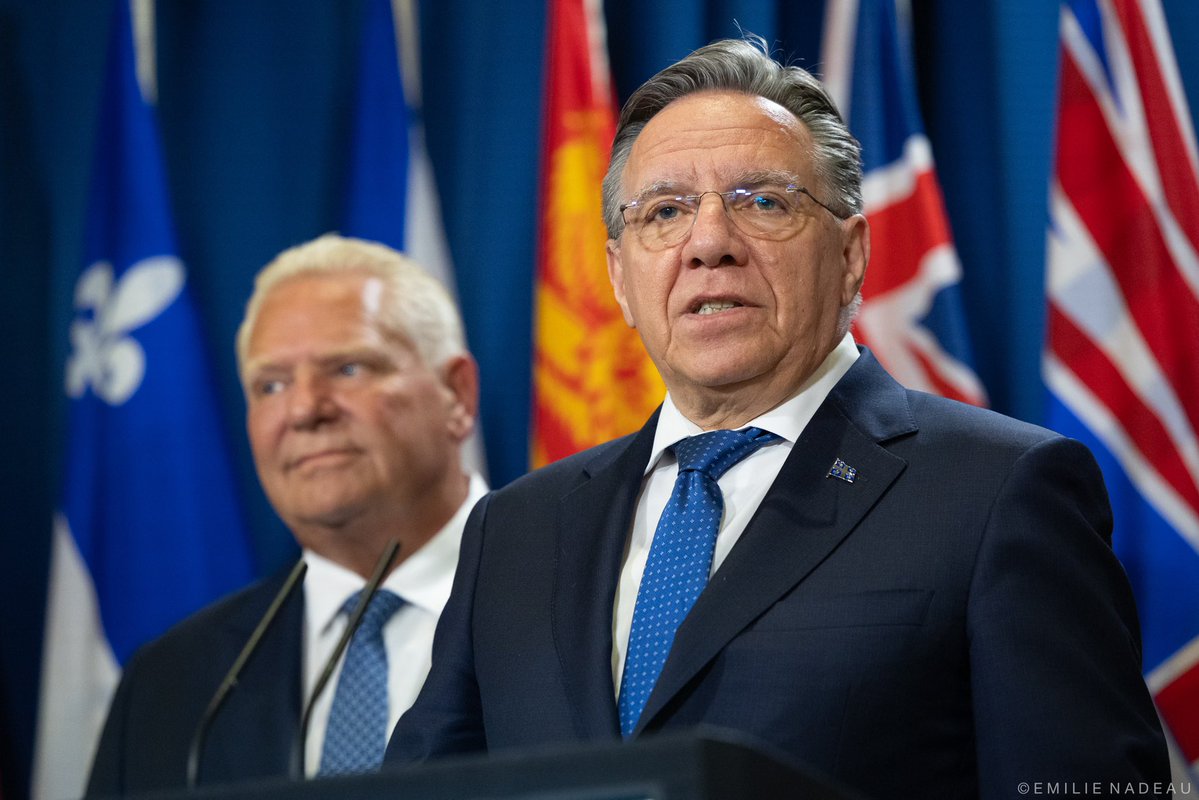francoislegault's tweet image. Journée productive au Conseil de la fédération :
☑️ Rencontre avec le premier ministre de Terre-Neuve, John Hogan, pour poursuivre nos discussions sur l’entente de Churchill Falls et sur le potentiel exceptionnel de la Fosse du Labrador en minéraux critiques.
☑️ Rencontre…