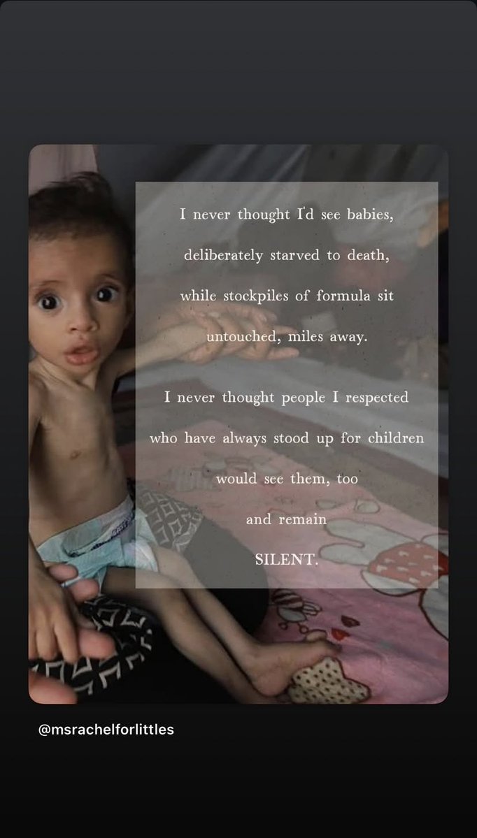 updateoliviabr's tweet image. Olivia Rodrigo compartilhou em seus stories um post denunciando a fome deliberada e a morte de crianças palestinas em Gaza:
“Eu nunca pensei que veria bebês, deliberadamente mortos de fome, enquanto estoques de fórmula permanecem intocados, a poucos quilômetros de distância.…
