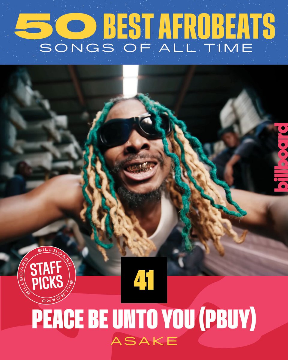 Samuel Bukunmi Fagbohun (@senziamy) on Twitter photo Asake's "PBUY" ranks No.41 on our 50 Best Afrobeats Songs of All Time list.
With amapiano log drums, stacked vocals, Asake turned “PBUY” into a street-pop anthem that marked his meteoric rise—and solidified a new global chapter for Afrobeats
Cc:<a href="/billboardhiphop/">billboard hip-hop/r&b</a> Asake's "PBUY" ranks No.41 on our 50 Best Afrobeats Songs of All Time list.
With amapiano log drums, stacked vocals, Asake turned “PBUY” into a street-pop anthem that marked his meteoric rise—and solidified a new global chapter for Afrobeats
Cc:<a href="/billboardhiphop/">billboard hip-hop/r&b</a>