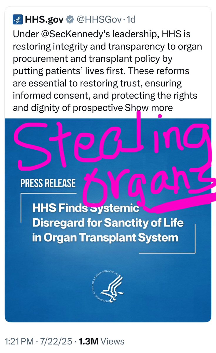 MelissaRedpill's tweet image. Hospitals are harvesting organs!!!
Horrifying!
Post from RFK Jr
Our findings show that hospitals allowed the organ procurement process to begin when patients showed signs of life, and this is horrifying. The organ procurement organizations that coordinate access to transplants…
