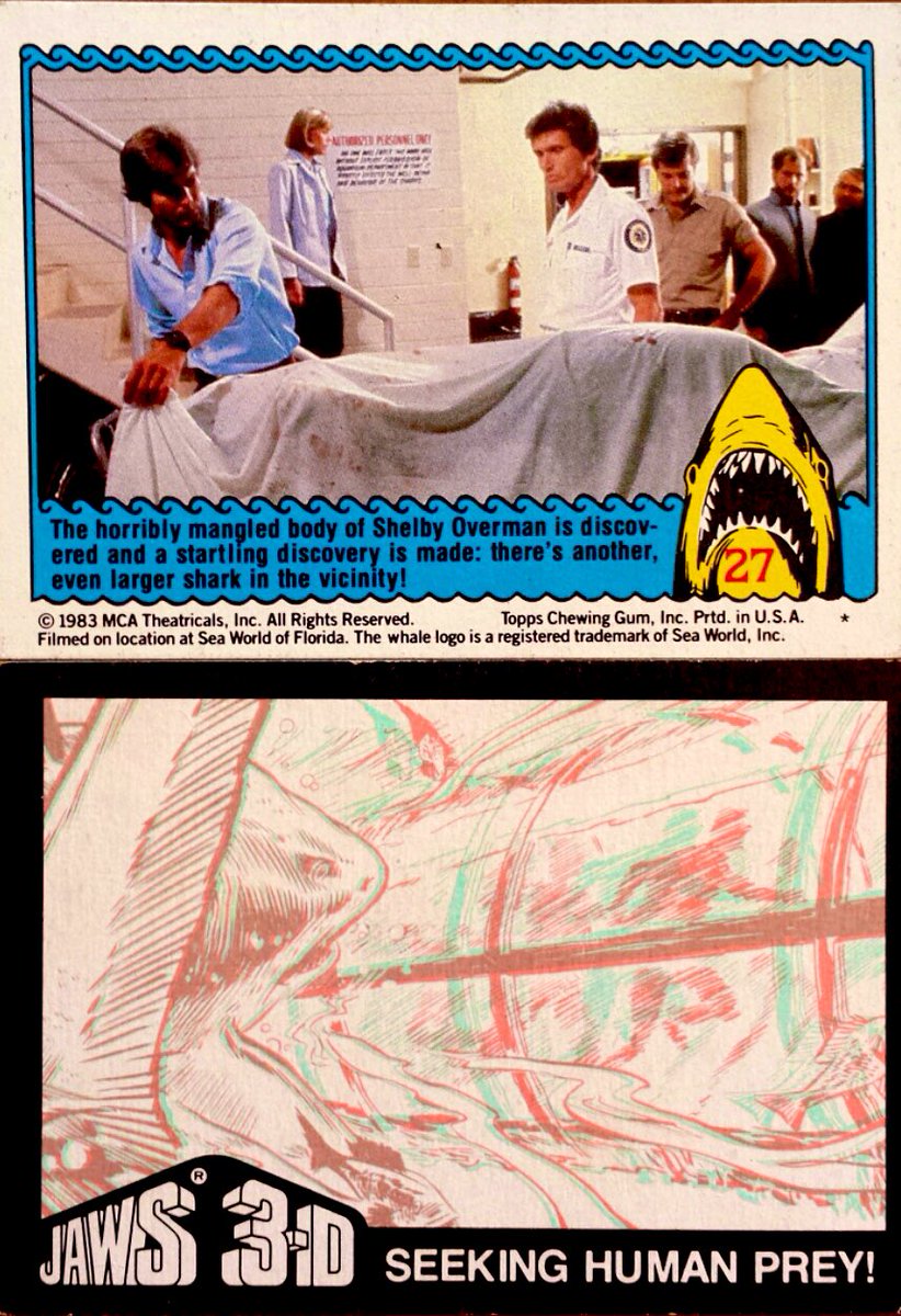 HBO Guide (@classichboguide) on Twitter photo Released #OTD in U.S. theaters in 1983 and celebrating its 42nd #anniversary, the third dimension is terror in JAWS 3-D - newspaper ad, <a href="/TVGuide/">TV Guide</a> ad for making of, rare 3D poster, <a href="/Topps/">Topps</a> cards #cinema #jaws50 #SharkWeek #SharkWeek2025 <a href="/thedailyjaws/">The Daily Jaws</a> <a href="/JAWSwriter/">Carl Gottlieb</a> Released #OTD in U.S. theaters in 1983 and celebrating its 42nd #anniversary, the third dimension is terror in JAWS 3-D - newspaper ad, <a href="/TVGuide/">TV Guide</a> ad for making of, rare 3D poster, <a href="/Topps/">Topps</a> cards #cinema #jaws50 #SharkWeek #SharkWeek2025 <a href="/thedailyjaws/">The Daily Jaws</a> <a href="/JAWSwriter/">Carl Gottlieb</a>