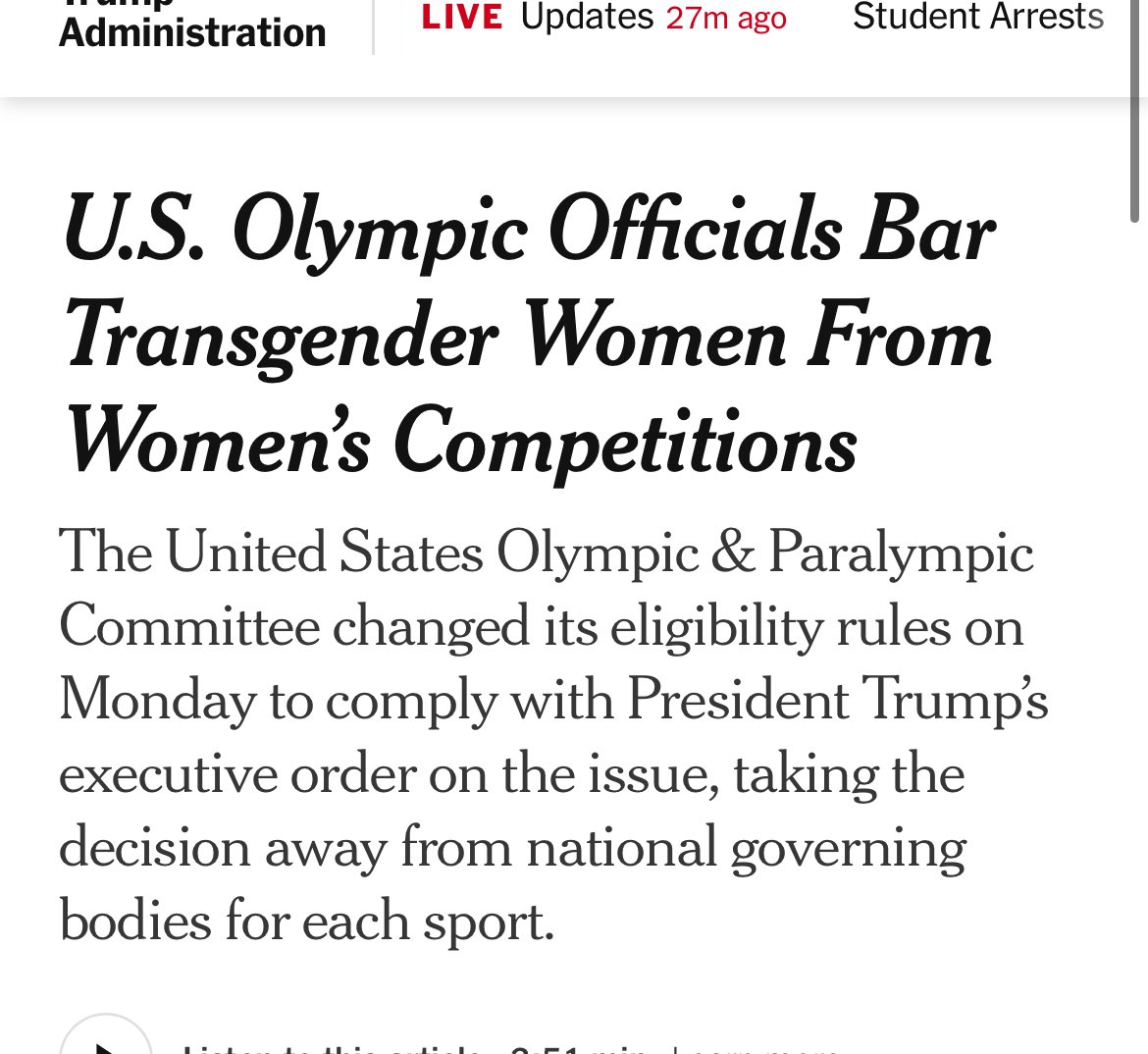 SarahPPerry's tweet image. ⏰ Sanity has prevailed in Olympic Sports—Trans-identified men are now banned from competing in Womens Olympic categories.
USOPC STATED: “As a federally chartered organization, we have an obligation to comply with federal expectations,” referencing Executive Order 14201…