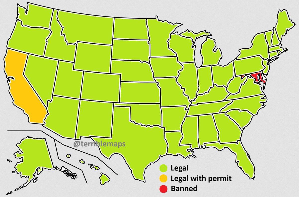 TerribleMaps's tweet image. The legality of flamethrower ownership in the United States