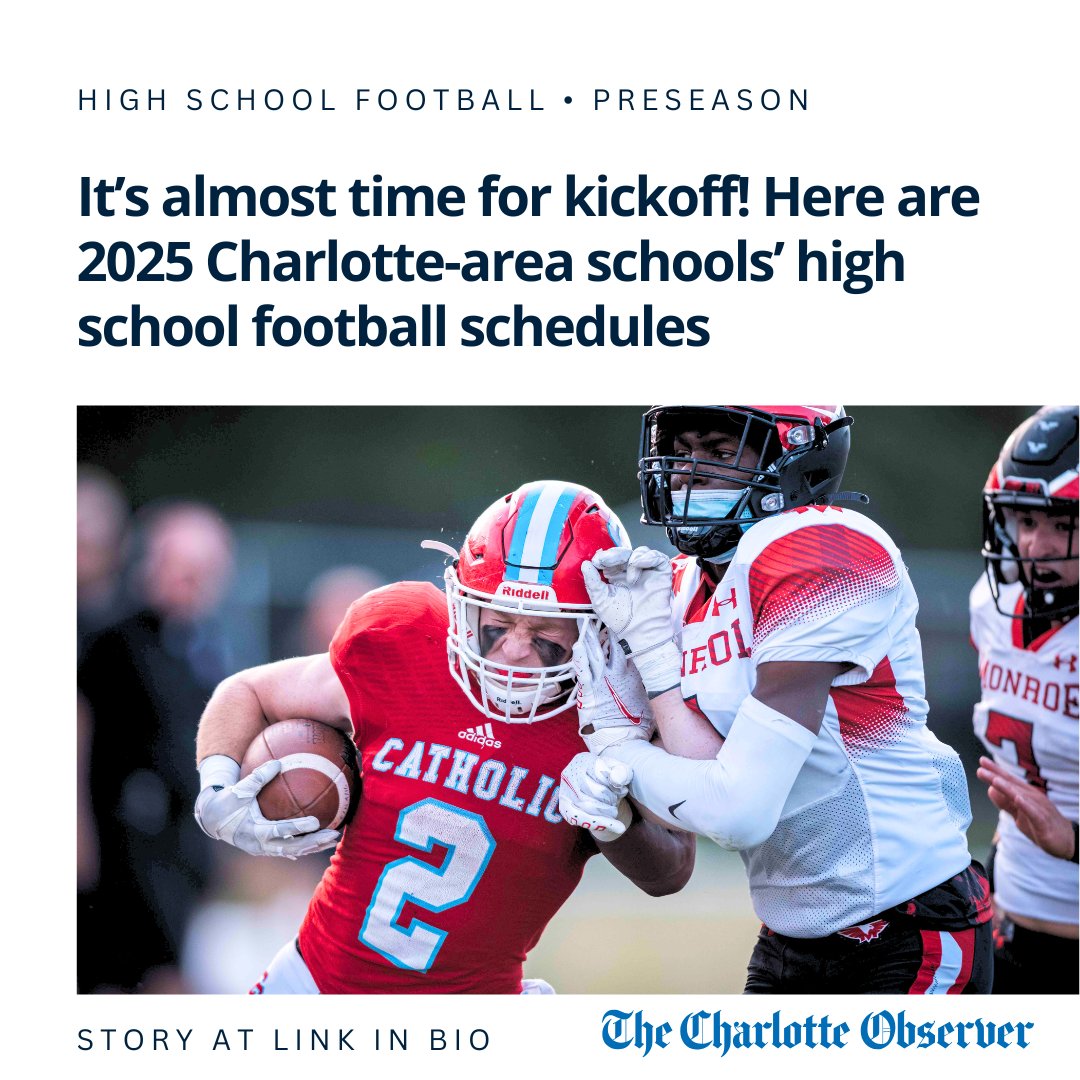 theobserver's tweet image. High school football kickoff is fast approaching.
Here are team-by-team schedules for Charlotte-area teams.
Find your favorite at link below
charlotteobserver.com/sports/high-sc…