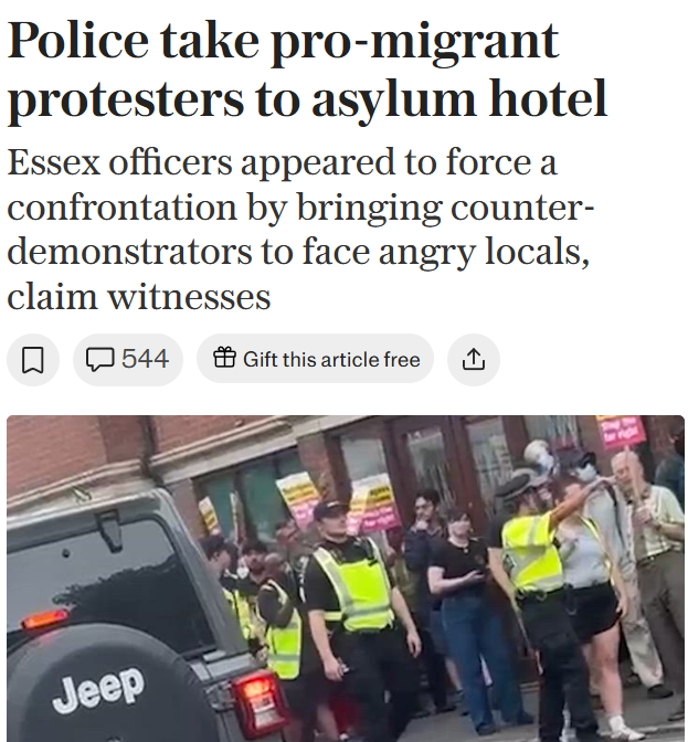 addicted2newz's tweet image. After initially denying it, Essex Police now ADMIT escorting far-left counter-protestors to the Bell Hotel in Epping to face locals.
They lied.
This is why people don't trust the police.