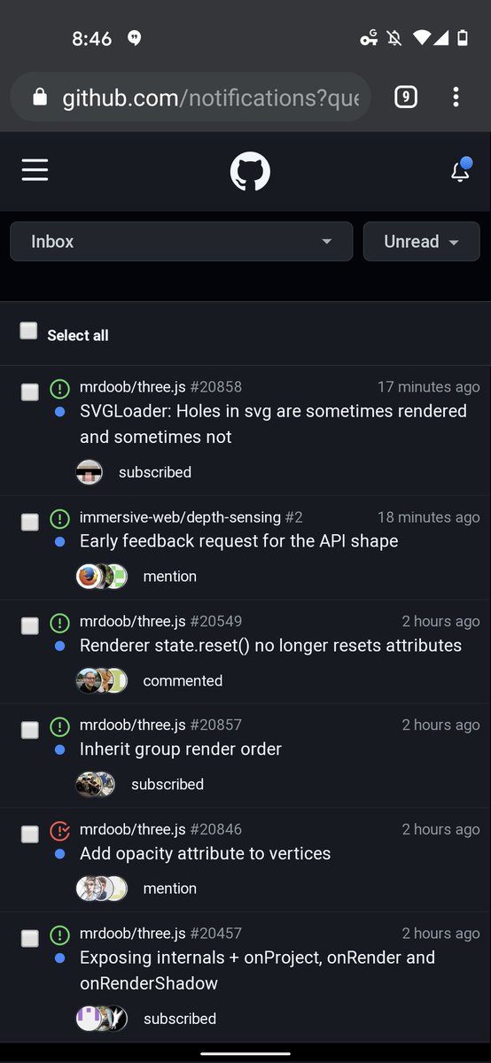 mrdoob's tweet image. What's going on with @github's notification page...?
Bring back the old compact design please 🙏