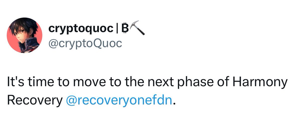 kratos.crazy.one 💙 (@kratos_harmony) on Twitter photo JUST IN: It's time to move to the next bullish phase of Harmony $ONE Recovery <a href="/recoveryonefdn/">Recovery ONE</a> 🚀
<a href="/cryptoQuoc/">cryptoquoc | ₿ 🌊</a> 🙌
Building towards 1000x JUST IN: It's time to move to the next bullish phase of Harmony $ONE Recovery <a href="/recoveryonefdn/">Recovery ONE</a> 🚀
<a href="/cryptoQuoc/">cryptoquoc | ₿ 🌊</a> 🙌
Building towards 1000x