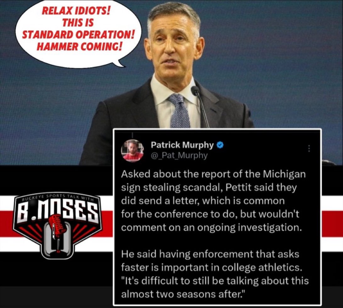 CoopersBucks's tweet image. “..which is common for the conference
to do.”
Michigan fans blew their pants yesterday thinking this actually meant something 🤣🤣🤣