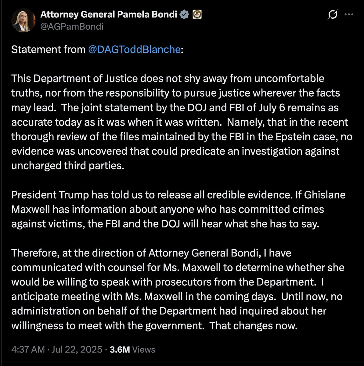 Jordan_Sather_'s tweet image. Deputy Attorney General Todd Blanche is speaking to Ghislaine Maxwell's lawyers, seeing if she'll divulge any deets about the co-conspirators
