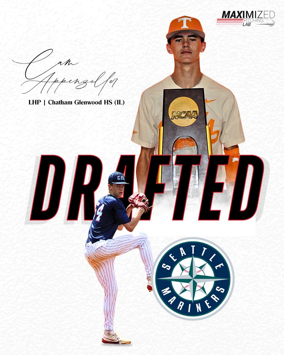 MaxPitchingLab's tweet image. 2025 @CamAppenzeller is headed to the Univ. of Tennessee. But an overdue congratulations on being selected in the MLB Draft by the Seattle Mariners.
We are looking forward to his next chapter and continuing to be a small part of the journey.