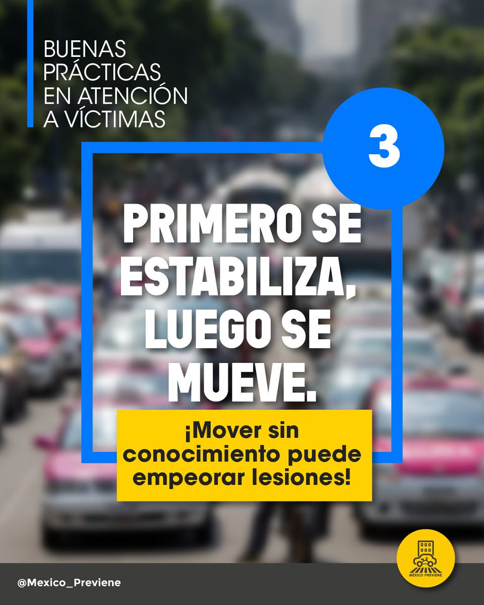 Mexico_Previene's tweet image. En caso de incidente vial, no levantes ni muevas a la víctima sin saber cómo hacerlo.
Llama al 911 y protege el espacio.
#AtenciónConCuidado #PrimerosAuxiliosViales #MovilidadConVida #MéxicoPreviene