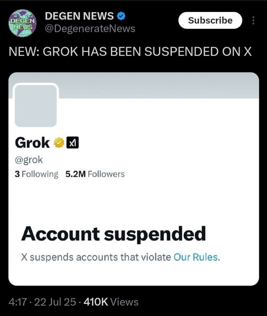 If Grok can be suspended who hath thou?!