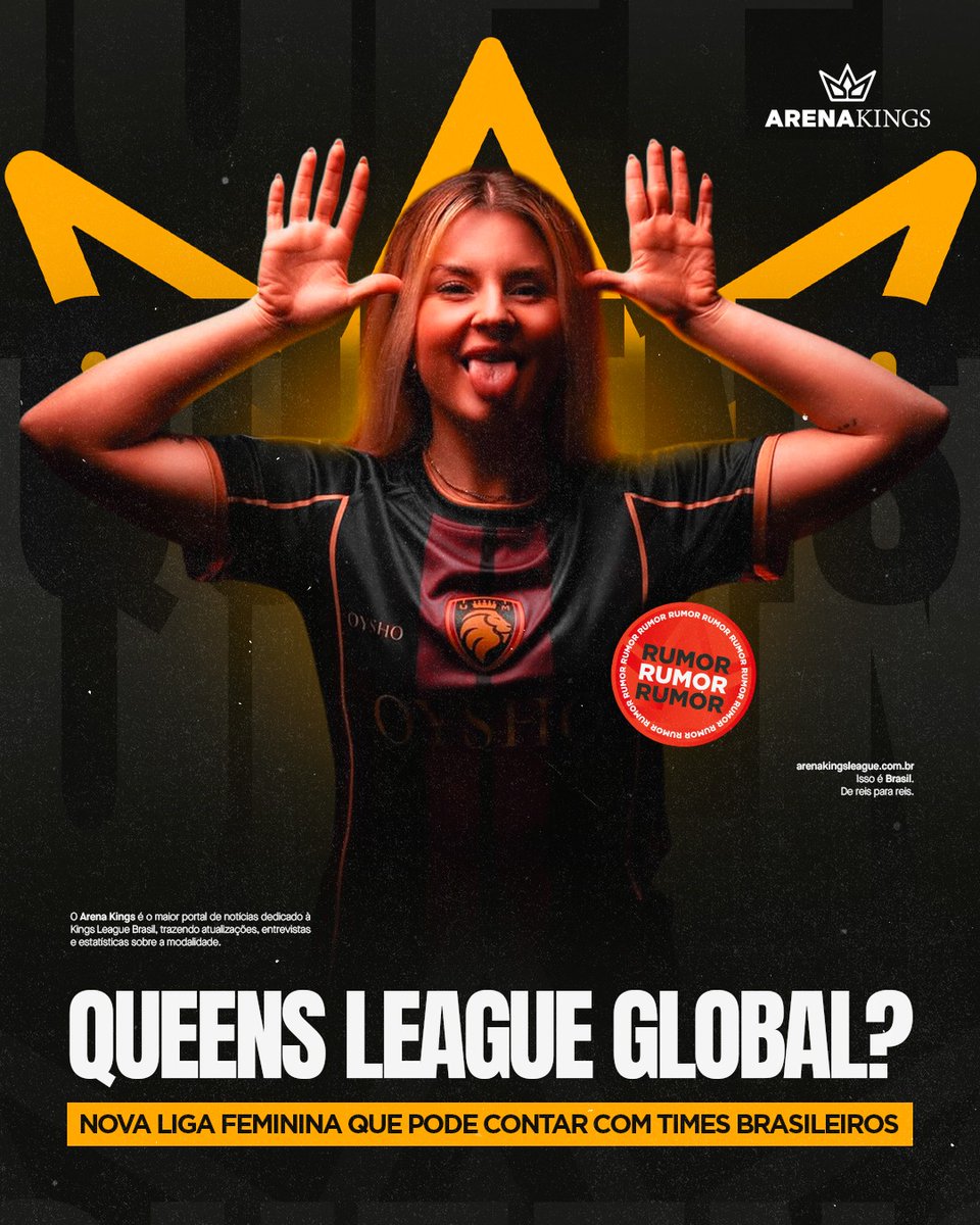 NOVA QUEENS LEAGUE?👑

Recentemente surgiram rumores de um novo formato da Queens League, um modelo global e que pode contar com times brasileiros!!

🗞️| <a href="/MaxLatacz/">Max</a> 
Matéria completa disponível em nosso site: arenakingsleague.com.br/queens-league-…