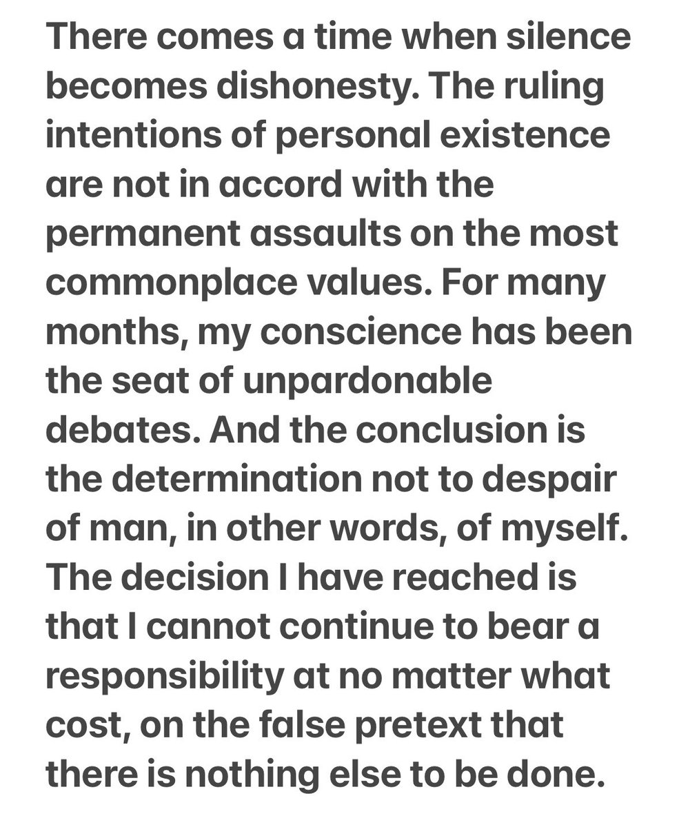 babadookspinoza's tweet image. From Fanon’s “Letter of Resignation to the Resident Minister” in which he gave up his post at a French hospital in Algeria to dedicate his efforts to the FLN: