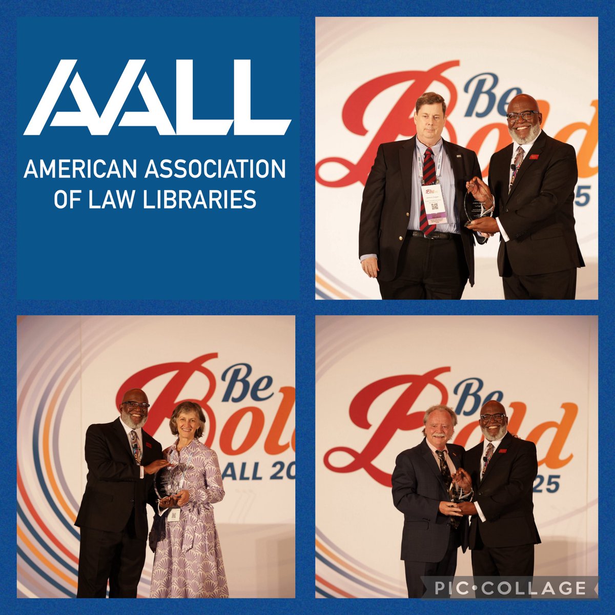 aallnet's tweet image. AALL honored the Marian Gould Gallagher Distinguished Service Award Winners during the Association Luncheon: Congratulations to Marci Hoffman (not in attendance), James E. Duggan, Anne Klinefelter, and Larry Meyer #AALL25
