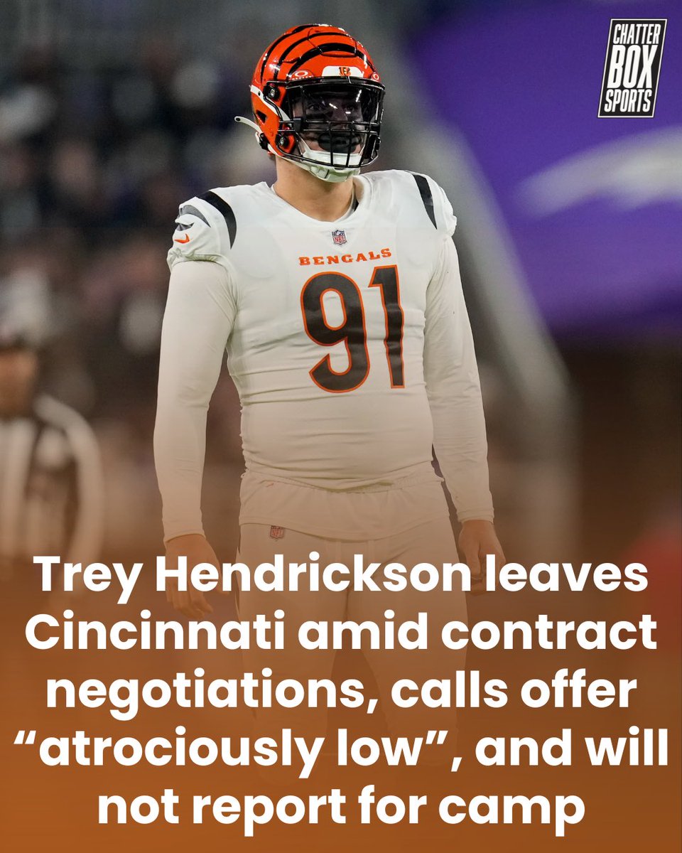 CBoxSports's tweet image. The Trey Hendrickson contract saga continues…
He has left town to “avoid being a distraction” to the team, via @DMRussini
