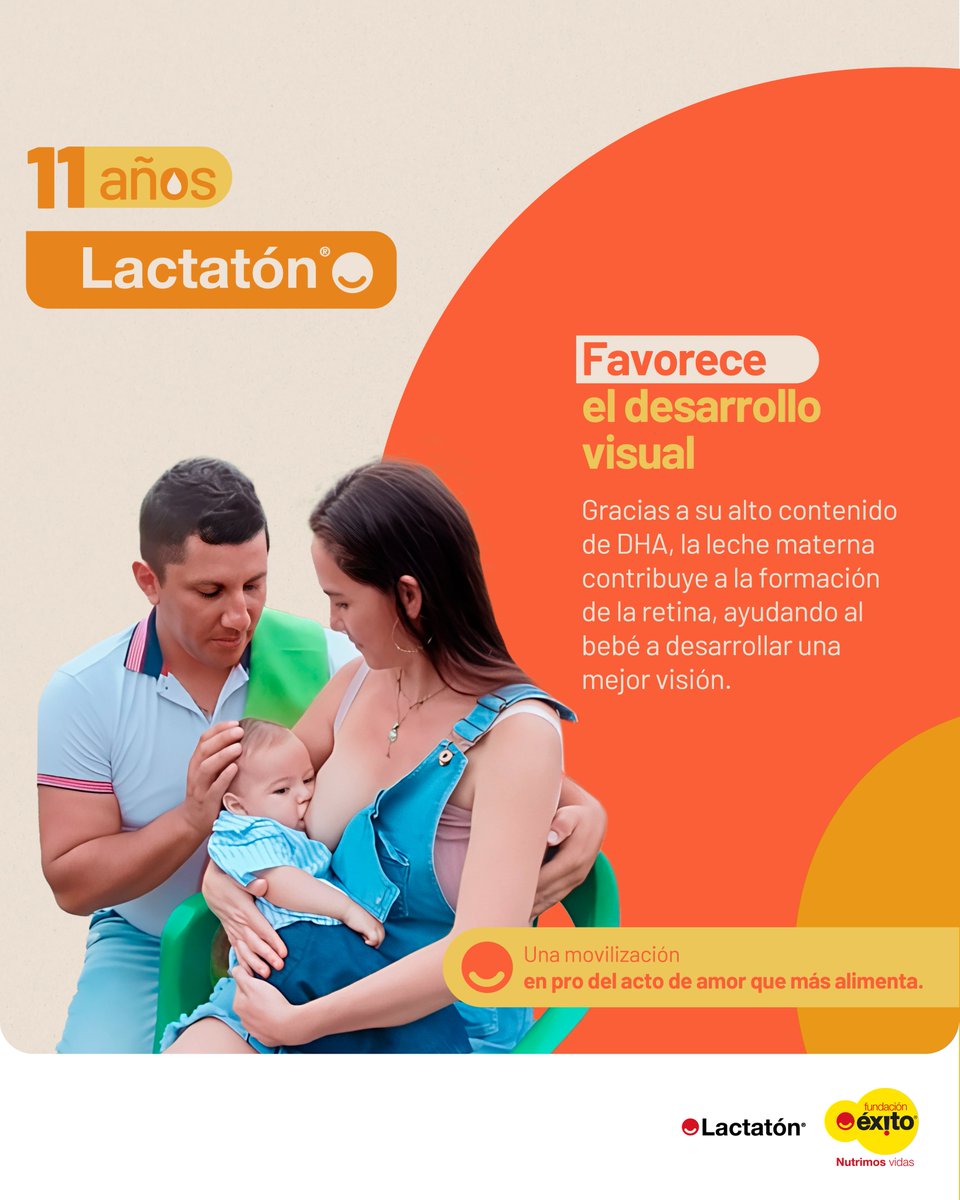 La leche materna tiene DHA, un nutriente clave para formar la retina del bebé y favorecer su visión 👀.
Ver bien el mundo comienza con una buena nutrición 🤩💫.

#Lactatón celebra 11 años alimentando futuros con amor. 💛