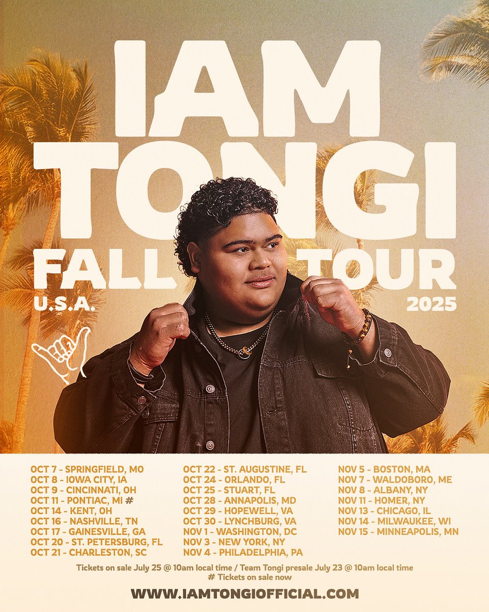 12+ Iam Tongi Presale Code 2025

🔒Here it's - presalecodefinder.com/iam-tongi-pres…

✅ Artist
✅ LiveNation
✅ Ticketmaster
✅ Citi Card
✅ Old National Centre
✅ The Wilbur
✅ Boot Barn Hall