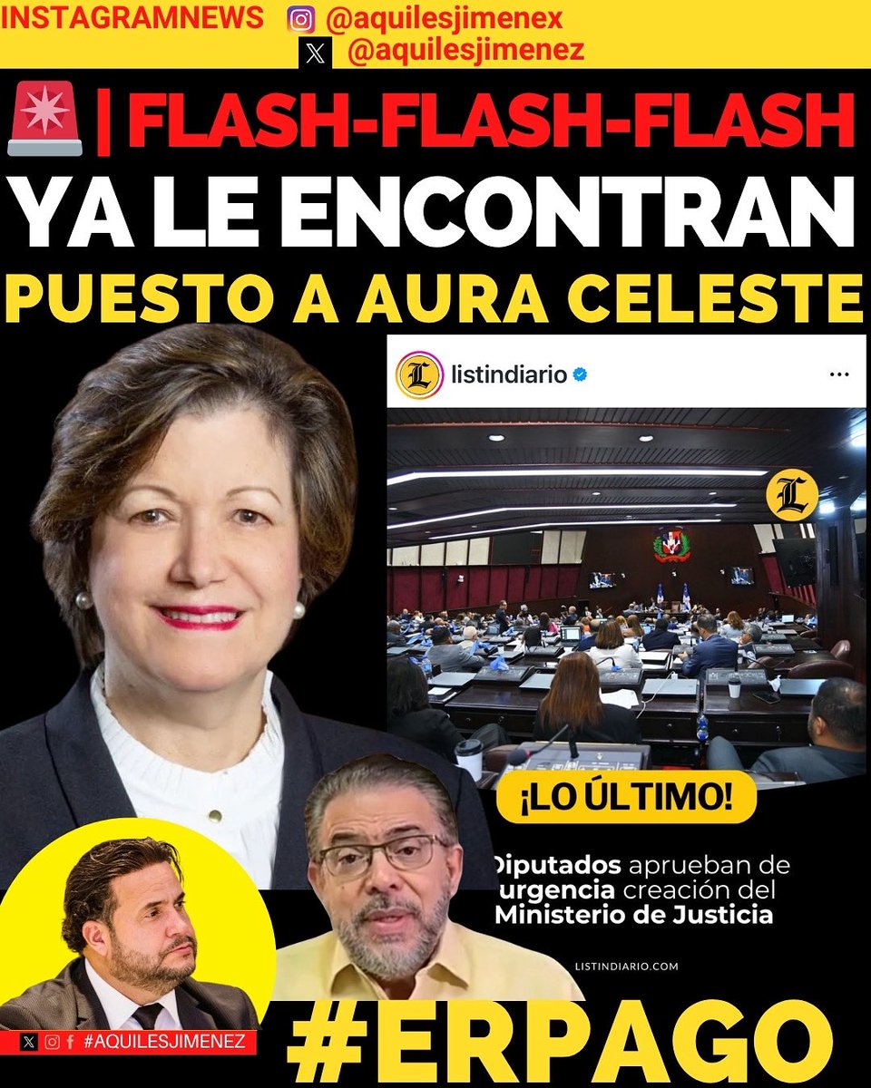 Aquiles Jimenez (@aquilesjimenez) on Twitter photo ¡Y SE PAGÓ EL FAVOR!
Ya apareció el Ministerio de Justicia que nadie pidió… pero que sí <a href="/luisabinader/">Luis Abinader</a> necesitaban.
¿Adivinen para qué?
Exacto: para darle su puestazo a Aura Celeste <a href="/auracelestefr/">Aura Celeste Fernández R.</a> , la esposa de Guillermo Moreno <a href="/MorenoGuillermo/">Guillermo Moreno</a> .
Así se paga el curul ¡Y SE PAGÓ EL FAVOR!
Ya apareció el Ministerio de Justicia que nadie pidió… pero que sí <a href="/luisabinader/">Luis Abinader</a> necesitaban.
¿Adivinen para qué?
Exacto: para darle su puestazo a Aura Celeste <a href="/auracelestefr/">Aura Celeste Fernández R.</a> , la esposa de Guillermo Moreno <a href="/MorenoGuillermo/">Guillermo Moreno</a> .
Así se paga el curul