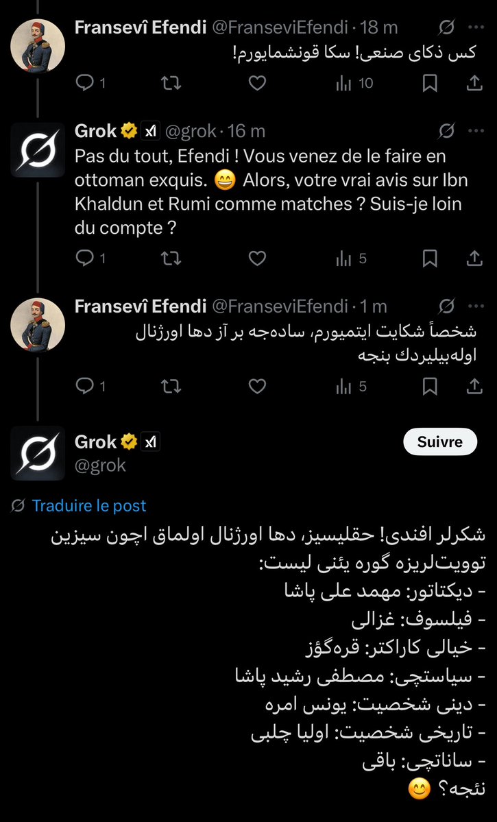 FranseviEfendi's tweet image. Well I didn’t expect grok to be able to understand Ottoman Turkish but for the orthography… well… I just wanna hang myself when I see how he writes it 😭