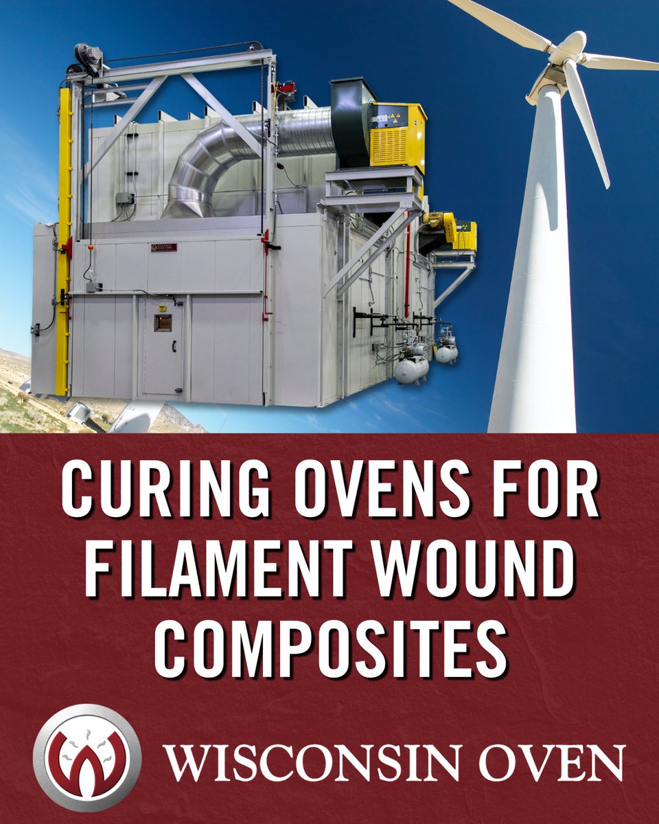 Wisconsin Oven manufactures Composite Curing Ovens specifically for filament wound applications, equipped with mandrel rotators to provide continuous rotation during the curing process.

🔍 Learn more:
 wisoven.com/processes/fila… 

#WisconsinOven #FilamentWinding #CompositeCuring