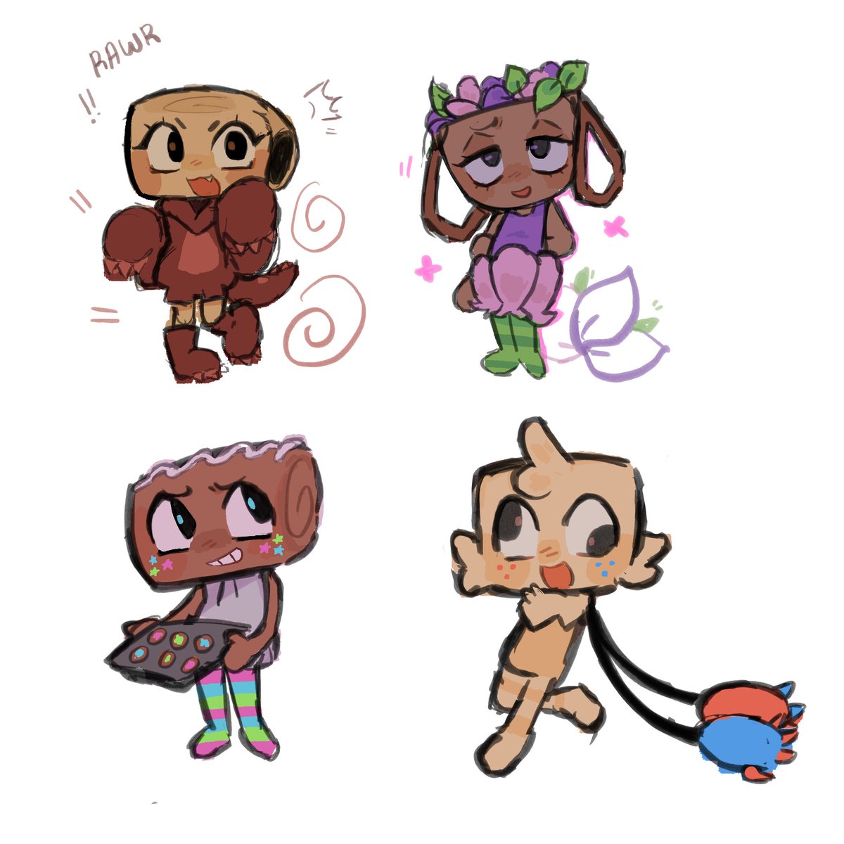 itcokie's tweet image. Doodled my sisters fav dandy’s world characters! :3