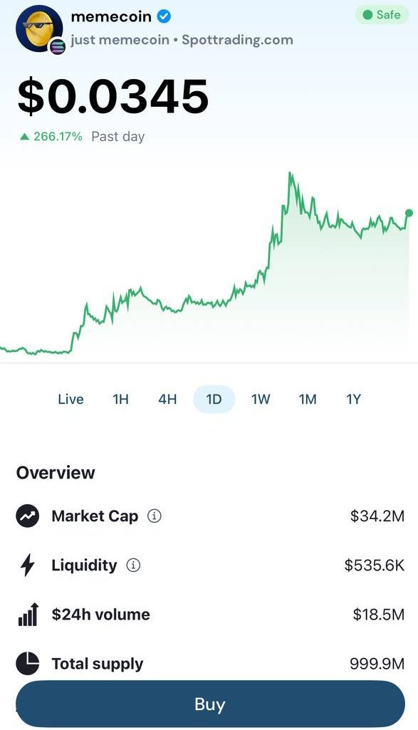 thesolanapost's tweet image. 🚨 memecoin (@thememecoincult) tops 24-hour gains among all memes on @spottrading_app!