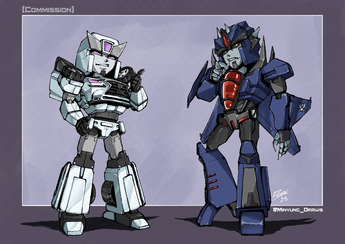 Minyung_Draws's tweet image. Some chibi Transformers OCs! Decepticons Exultus and Fuse

If you’d also like your OC drawn in this style, reach out for a quote!