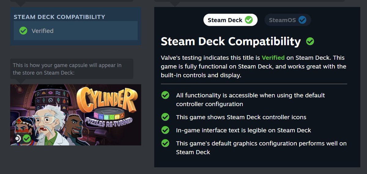 Cylinder: Puzzles Returned is now Steam Deck Verified! 

It's big fun on the small screen, whether you're looking for multiplayer mayhem or some chill thinky vibes. 🧩