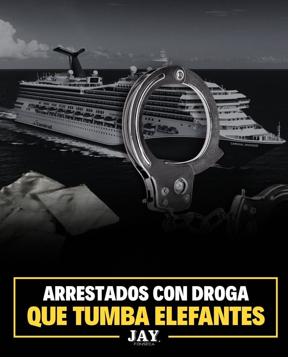 jayfonsecapr's tweet image. 🛳️ Cuatro pasajeros estadounidenses de un crucero fueron arrestados al llegar a Bermudas por presunta posesión de drogas.
🚔 Autoridades señalaron que llevaban una cantidad significativa de sustancias ilegales, incluyendo cannabis y carfentanilo, un opioide 100 veces más potente…